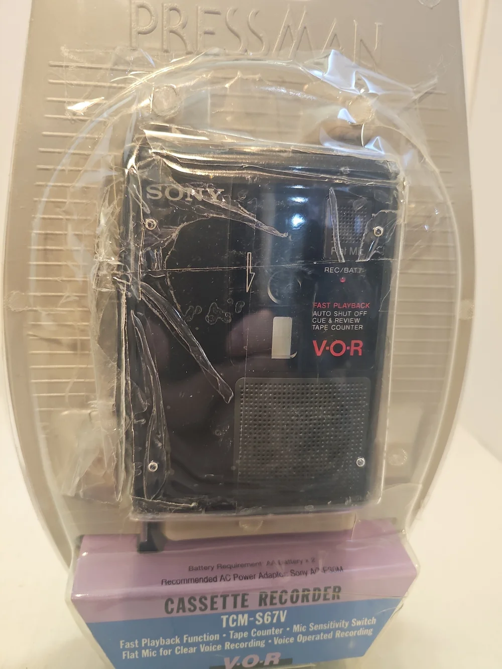 Sony Black Portable Cassette Recorder V-O-R